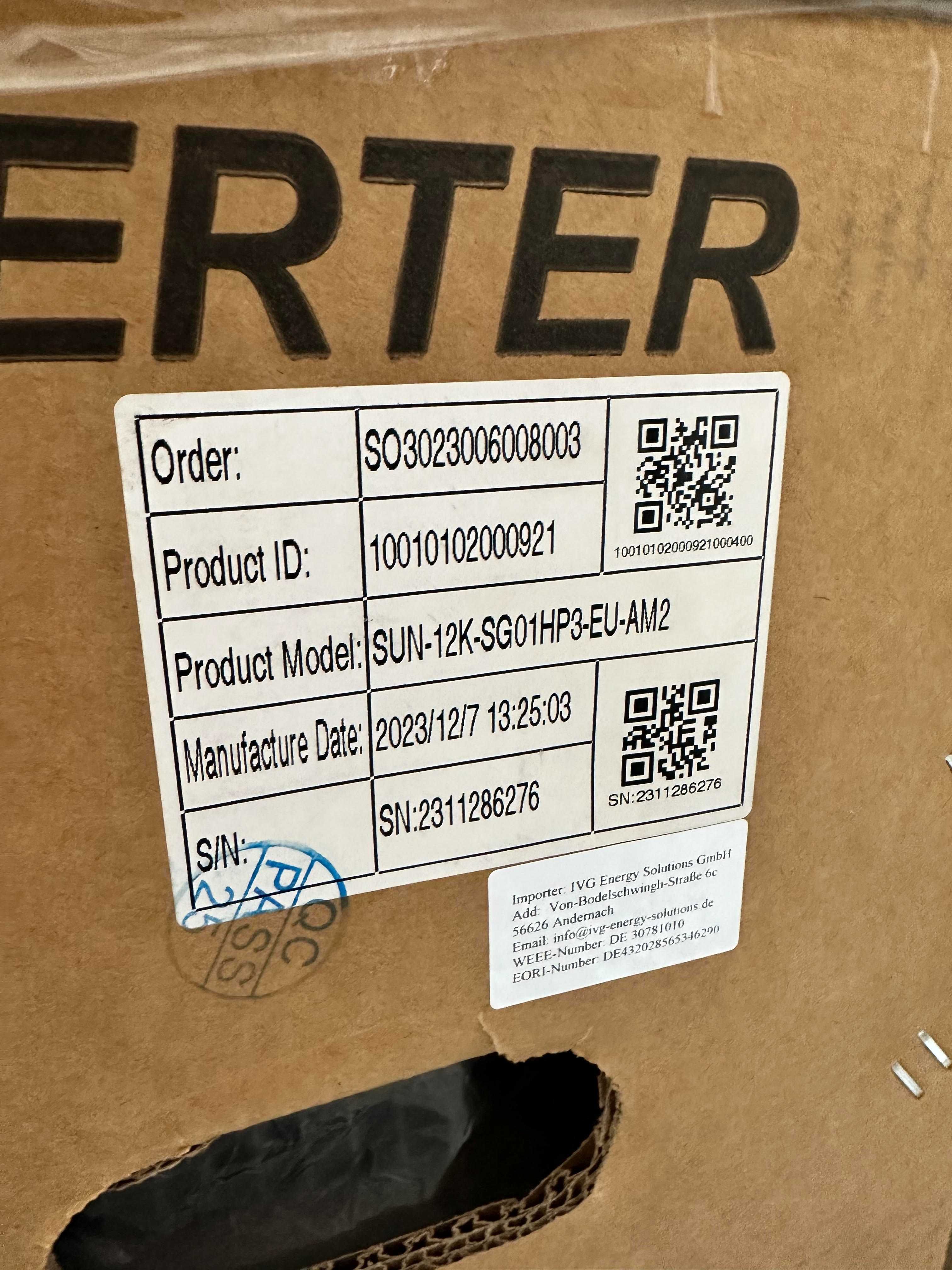 В НАЯВНОСТІ Трифазний гібридний інвертор Deye SUN-12K-SG01HP3-EU-AM2