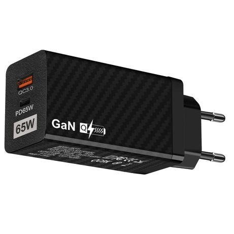 Зарядное устройство GAN PD+QC3.0. Мощность PD-65W. Быстрая зарядка.