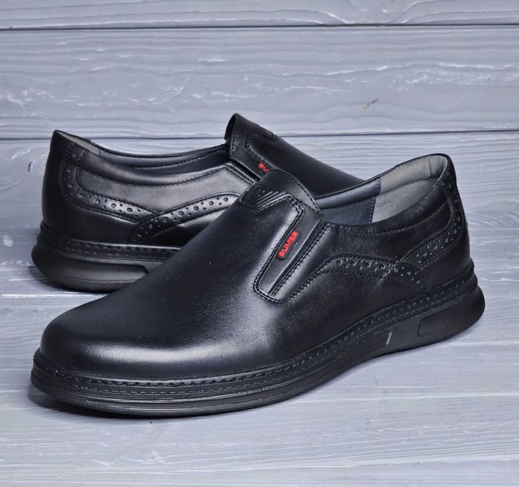 Мужские кожаные черные коричневые прошитые туфли TM Bumer / Бумер!!!