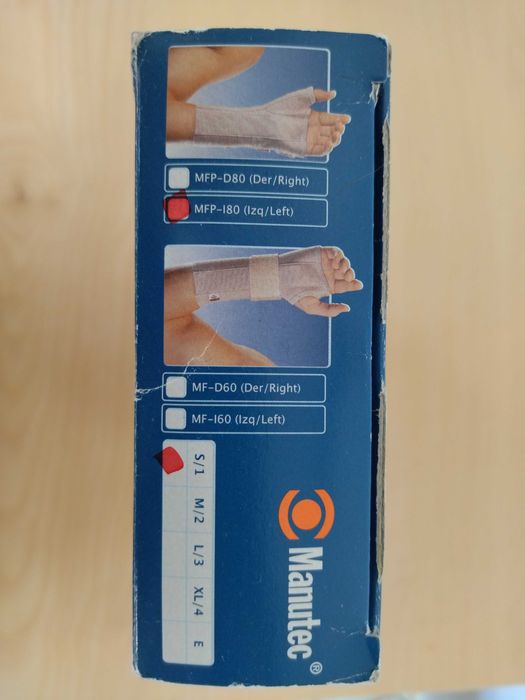 Ortótese de imobilização de pulso e polegar esquerda