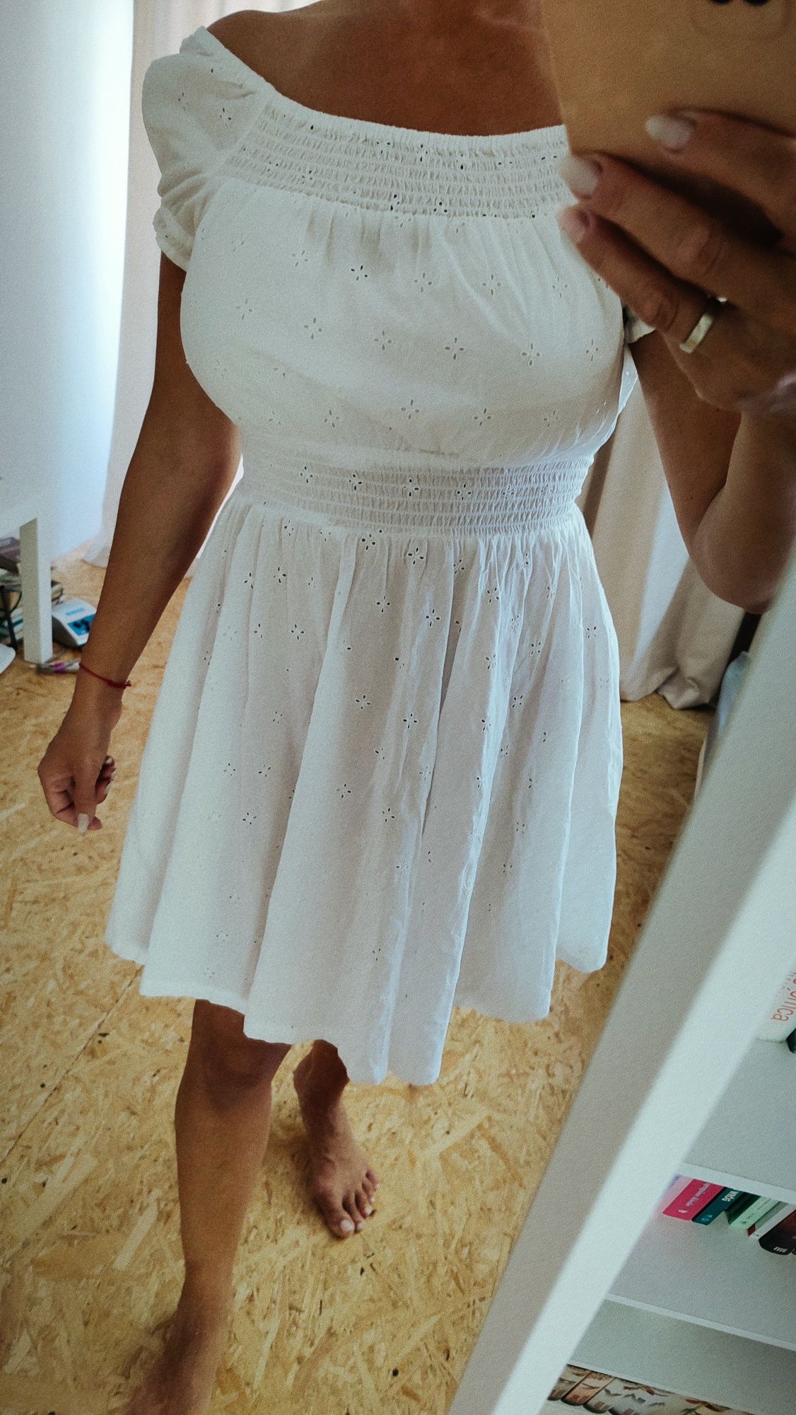 Sukienka zwiewna letnia ażurowa h&m wakacyjna 36/S 38/M