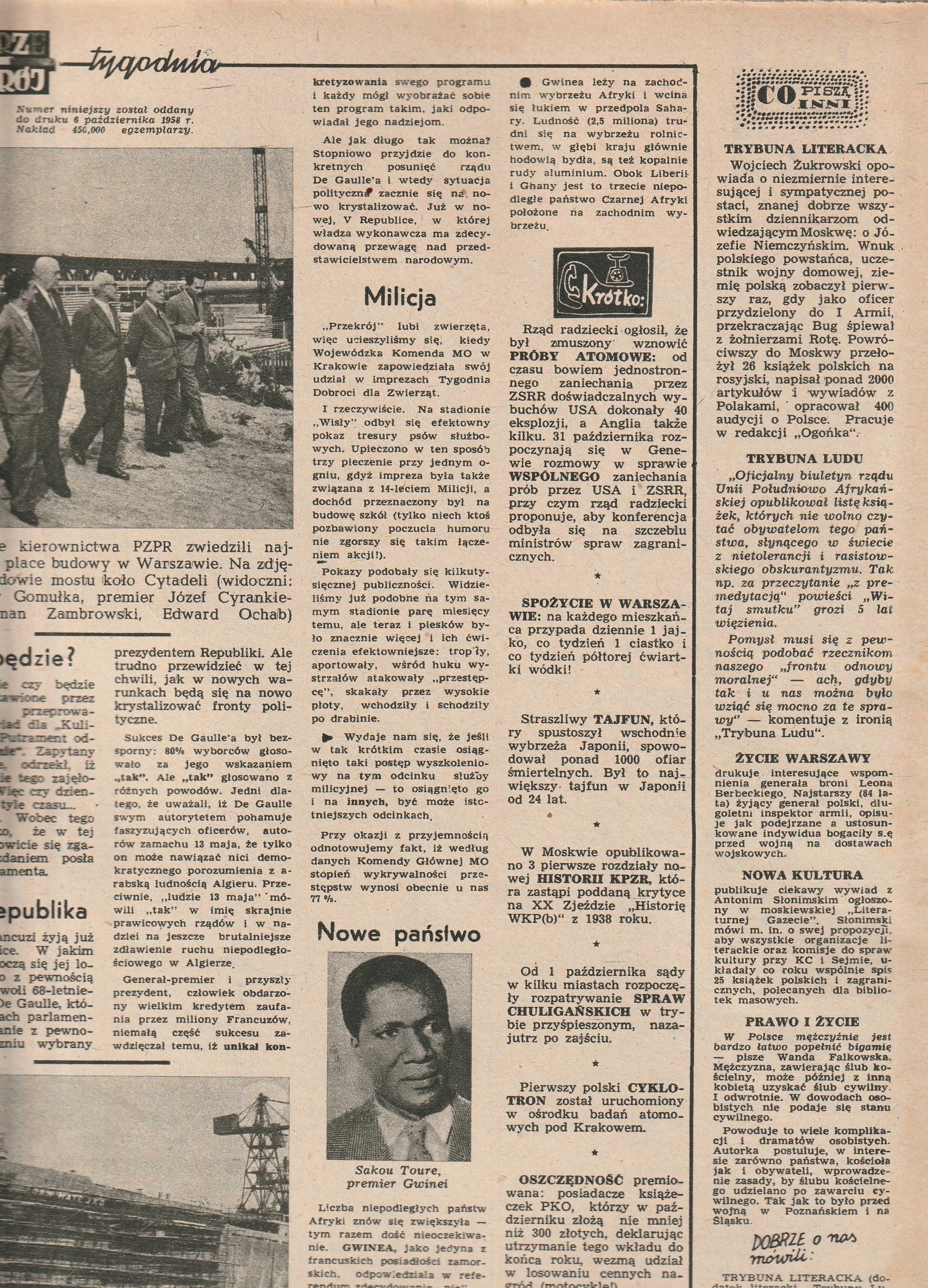 Przekrój 12 października 1958 Extra prezent na urodziny