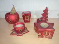 Сувенирный новогодний набор подставок для чайных свечей свечек.