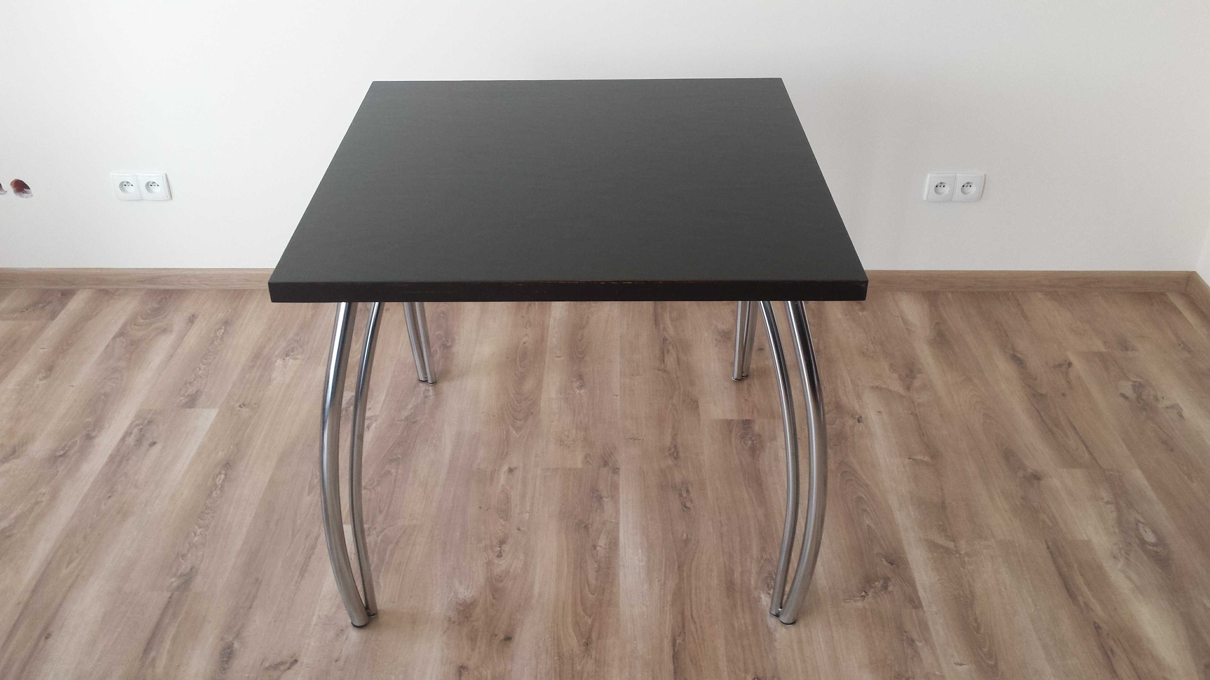 Stół Kwadratowy 100x100 cm – Loft DIY, Czarny Sklejka Metal