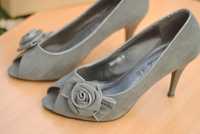 Szpilka obcas rozmiar 36 szare sexi buty damskie kwiat wesele 8,5 cm