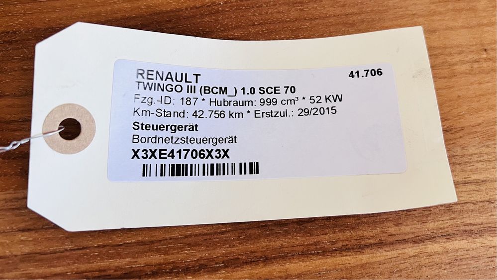 Centralina RENAULT TWINGO III 1.0 SCe 70 ou Smart Forfour
