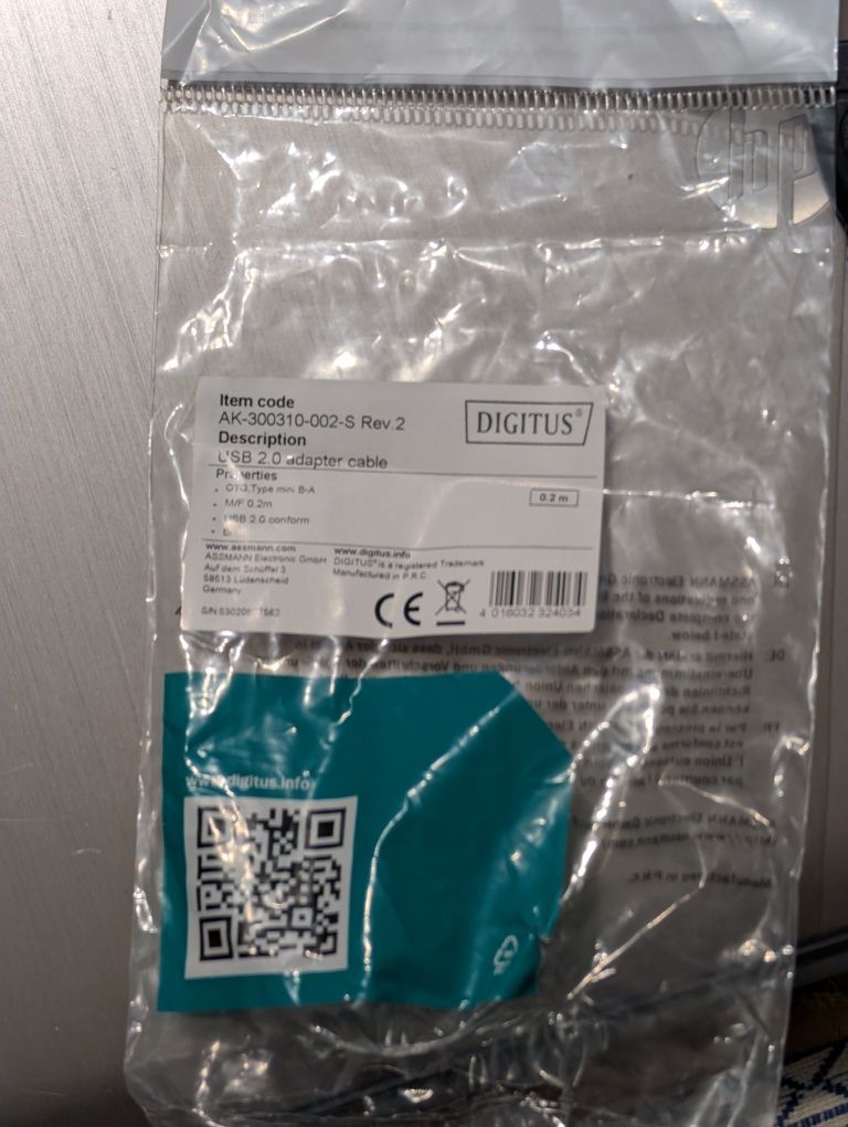 Адаптер Digitus USB - miniUSB 0.2 м