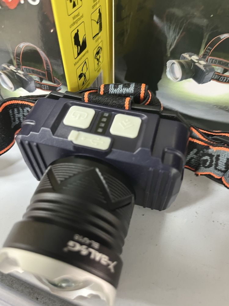 Lanterna de cabeça zoom com sensor ligar e desligar
