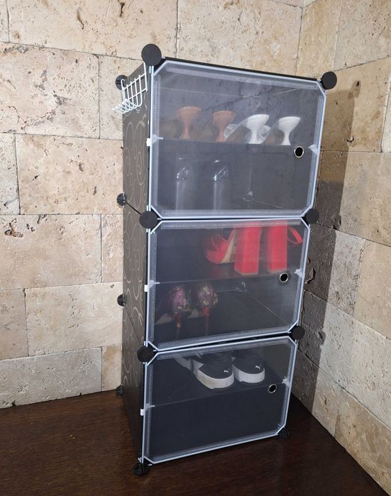 N O W A 2 sztuki Loft lekka modułowa czarna szafka na buty regał półki
