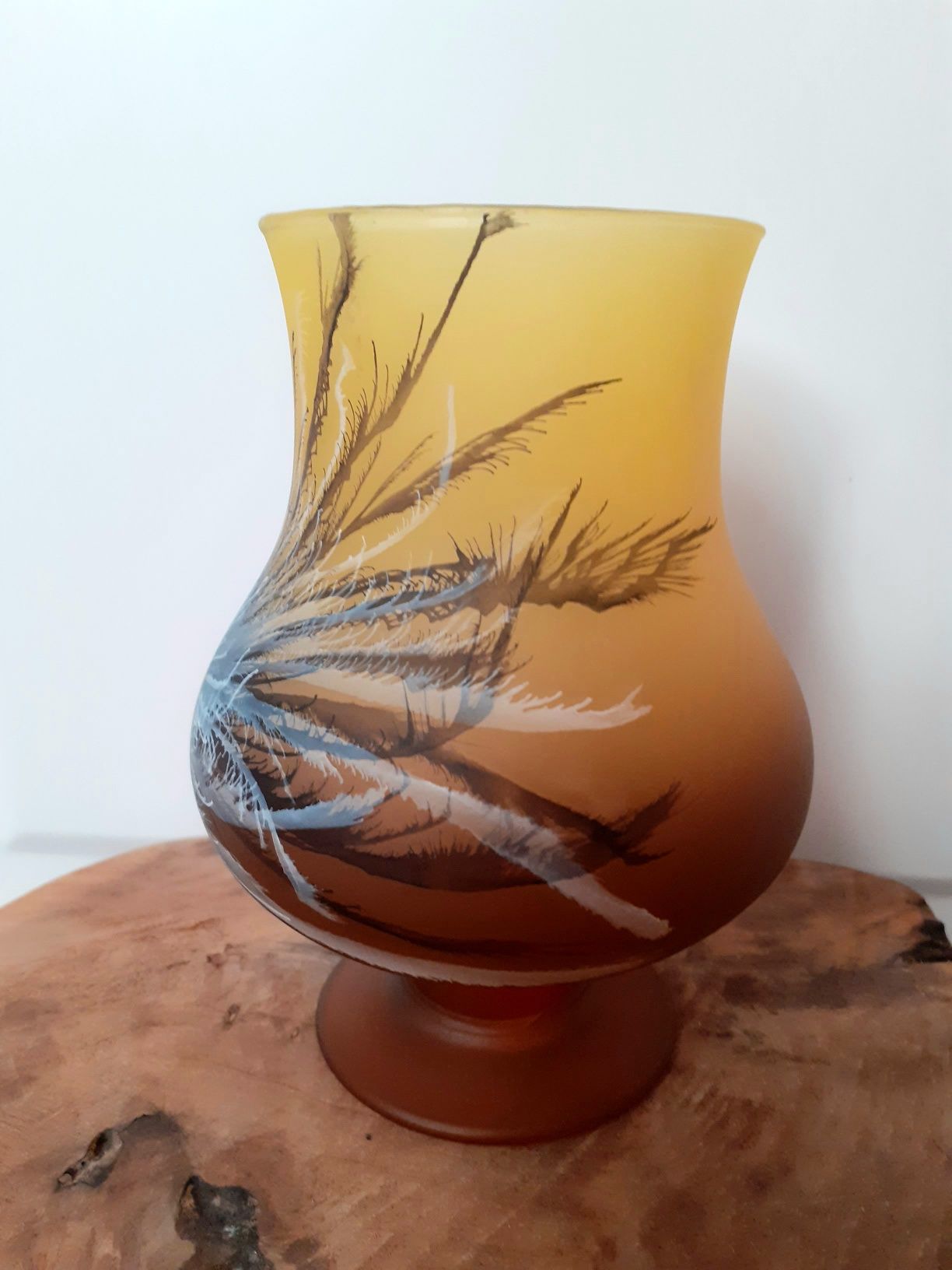 Kielich wazon vintage szkło handmade paw rękodzieło