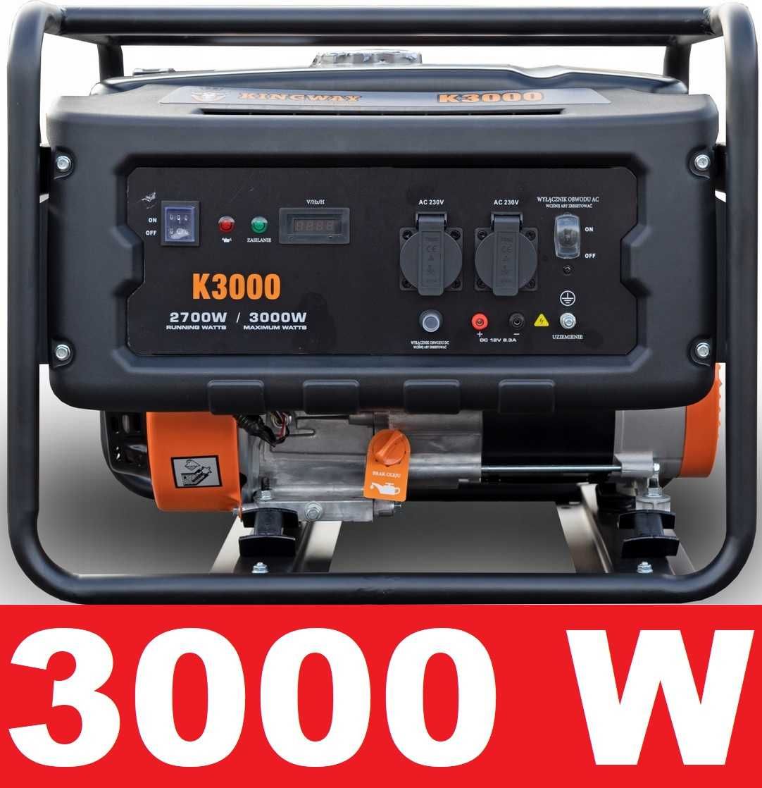 NOWY AGREGAT Generator PRĄDU Kingway 3000W Benzyna 4T 12L MIEDŹ Gwar 3