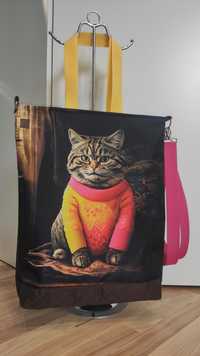 Torebka Kot w swetrze shopper bag z kotem torba kot