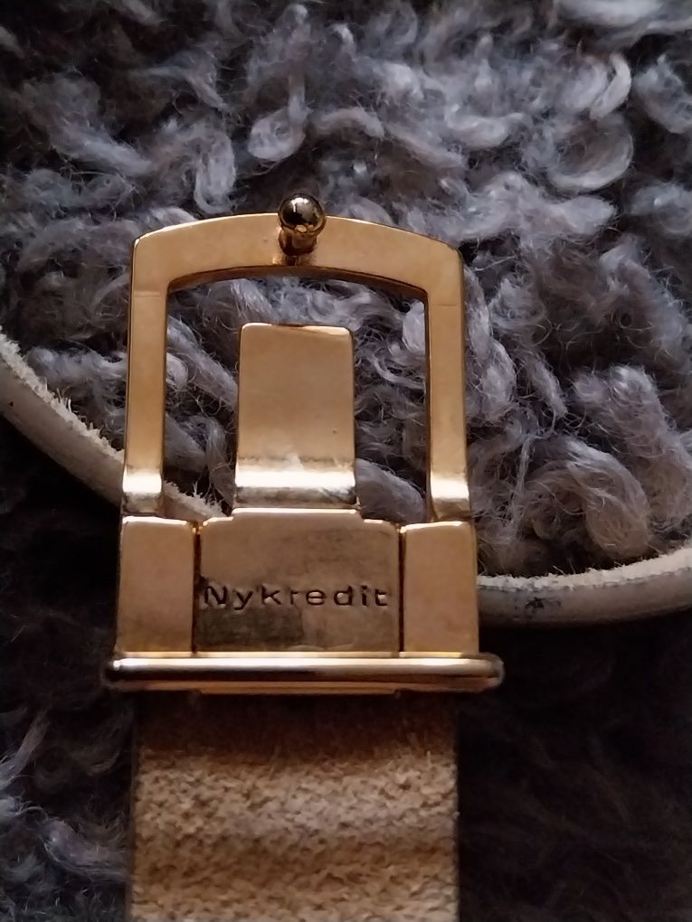 Pierre Balmain klamra z cieniowanym złotym paskiem  z naturalnej skóry