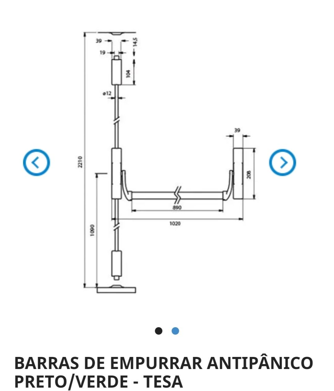 Barra anti pânico tesa