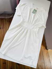 Sukienka H&M S biała kremowa nowa basic