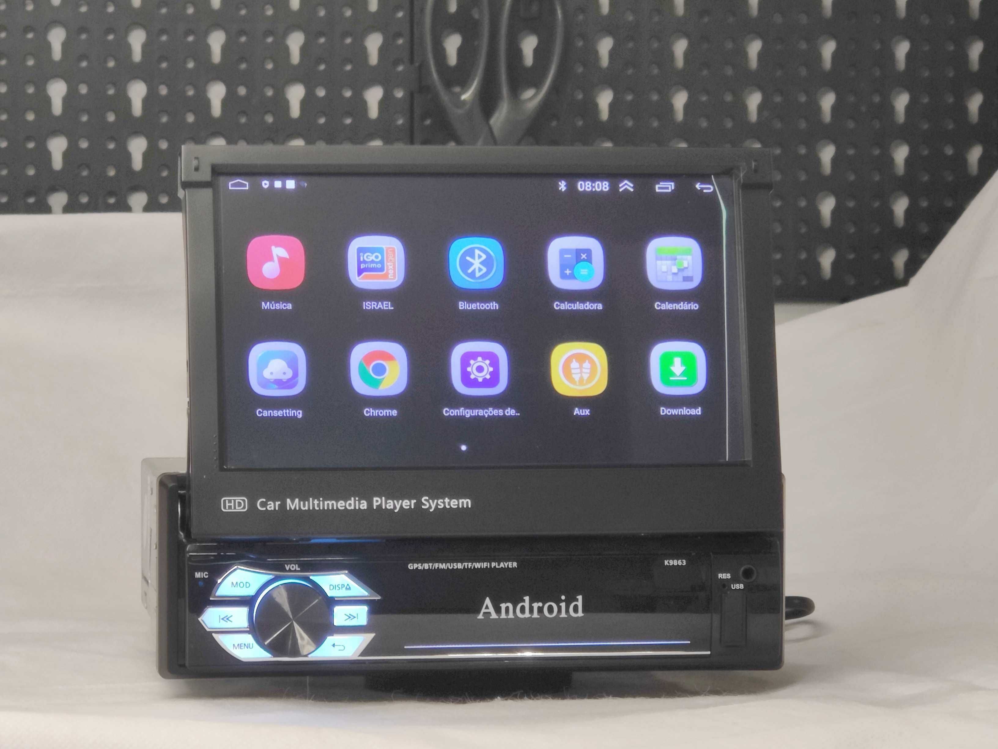 Radio 1 DIN Android 11 Abertura automática - GPS WIFI Bluetooth NOVO