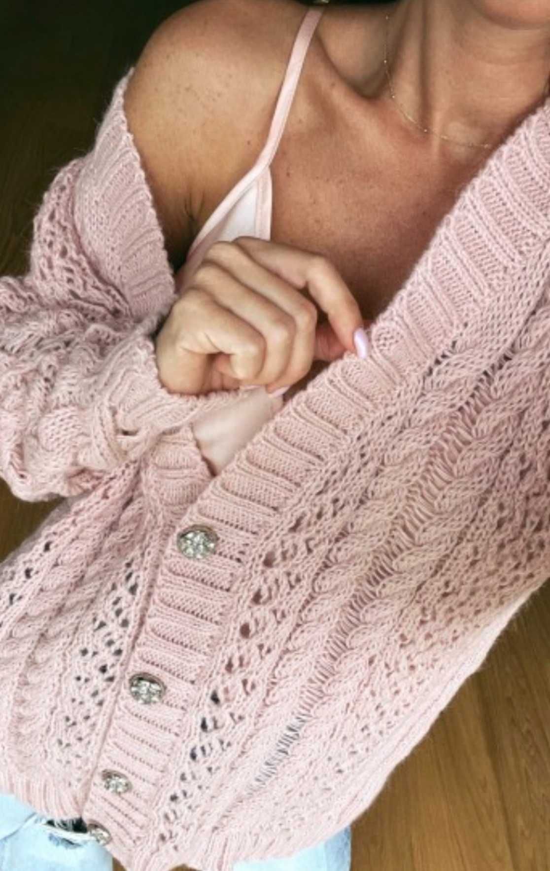 Kardigan ADELE Rose MIMOSSA oversize różowy sweter