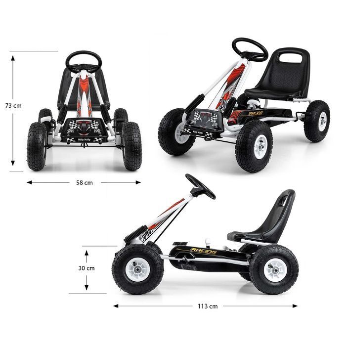 Gokart na Pedały Thor White 3-8 lat do 30 kg Milly Mally