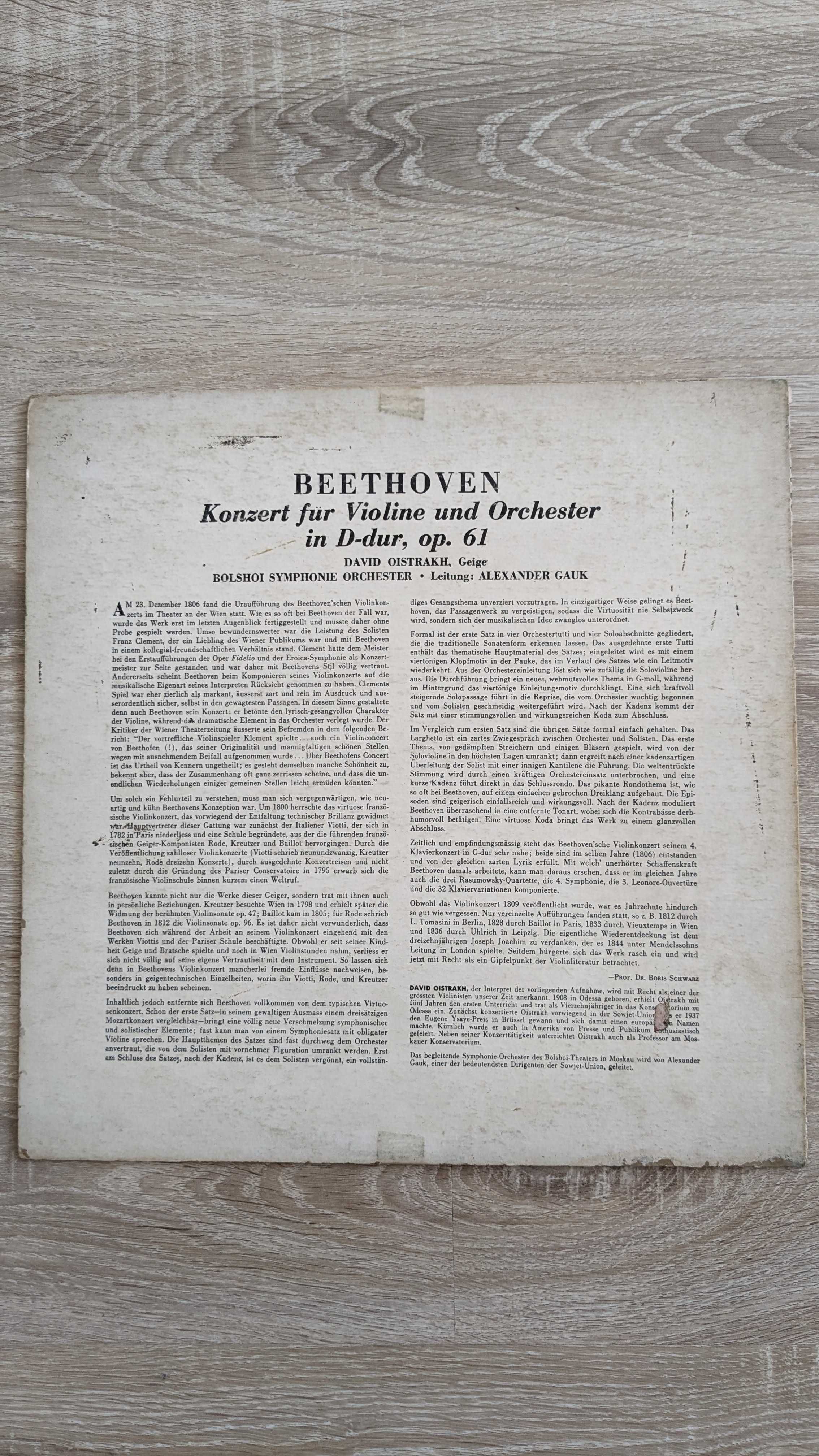 Beethoven violin concert Winyl