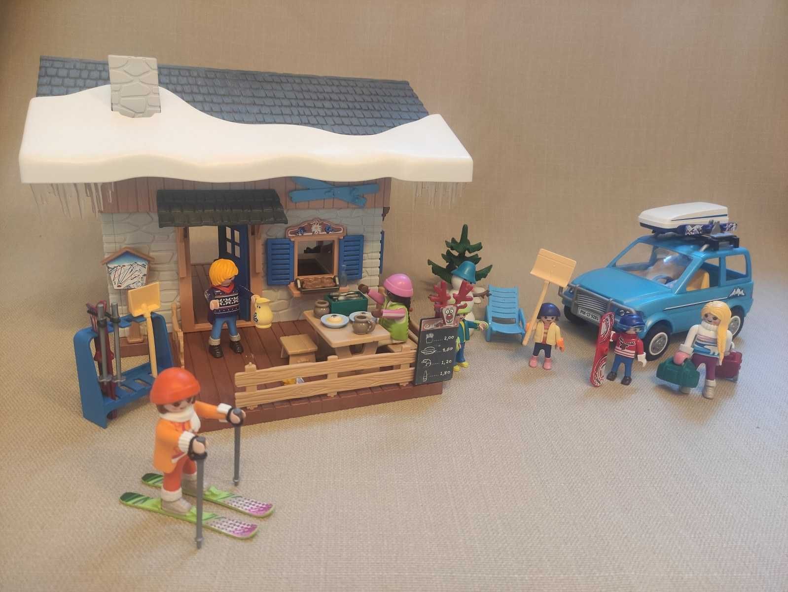 Playmobil zimowa chatka 9280 + auto z boxem dachowym 9281