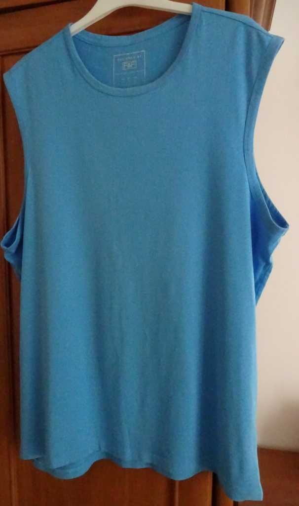 Koszulka Niebeska Letnia Bez Rękawa Bawełniana Prosta Ładna L/XL