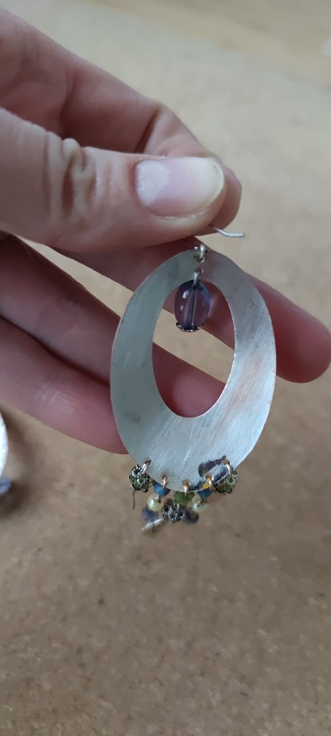 Kolczyki w kolorze srebrnym wiszące hippie boho etno style