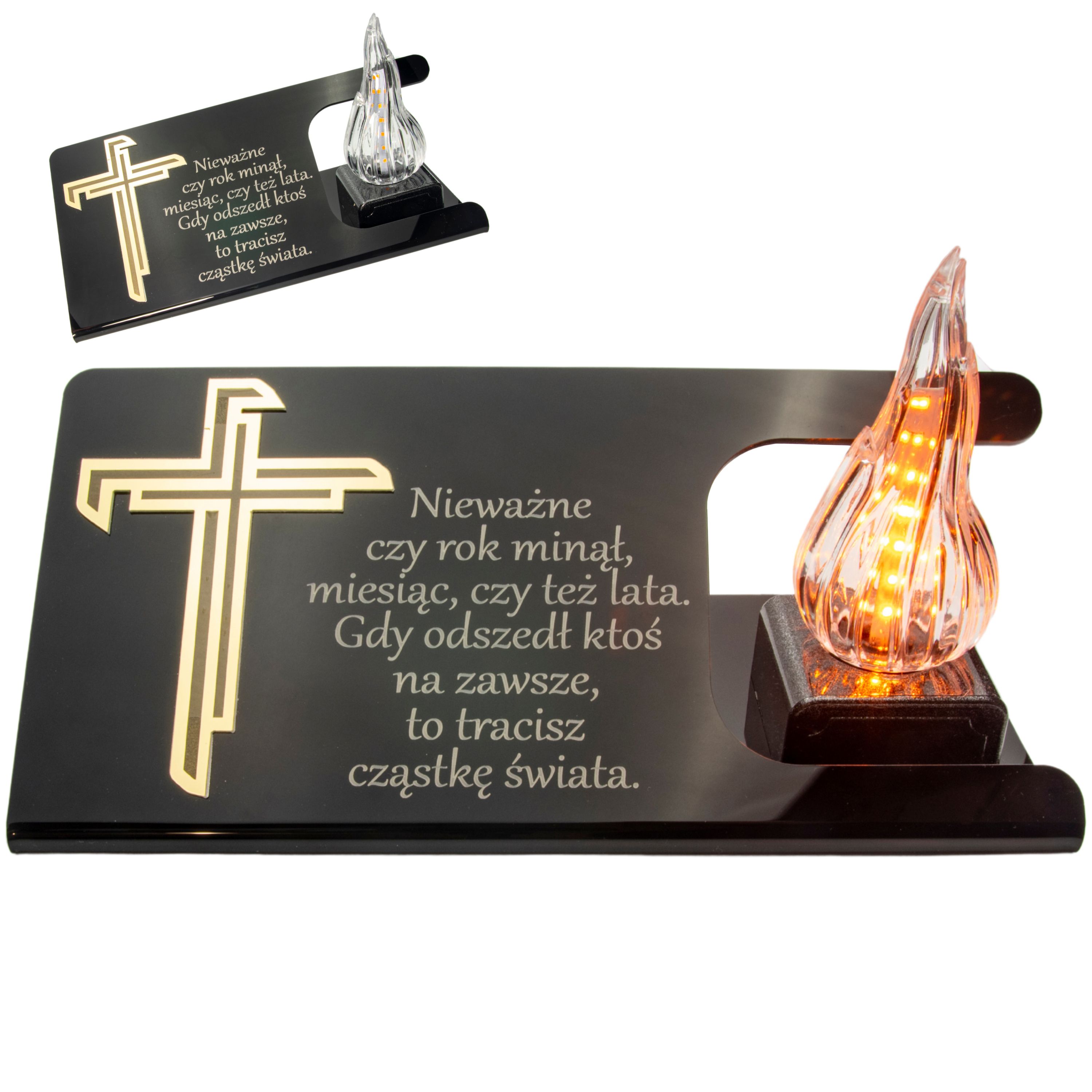 DEKORACJA na grób ZNICZ podstawka na cmentarz LAMPKA LED