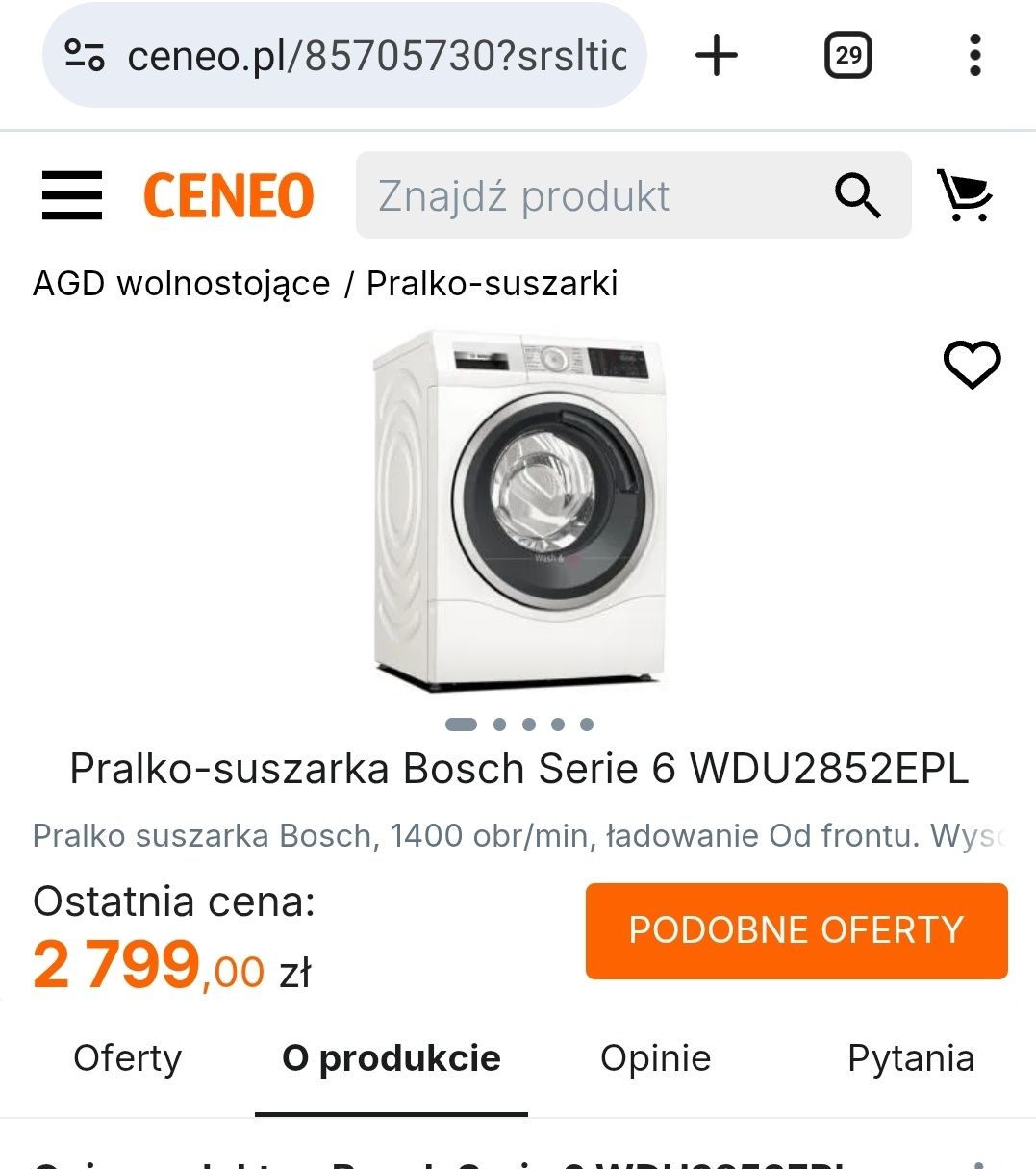 Pralko suszarka Bosch 9kg 1600obr
