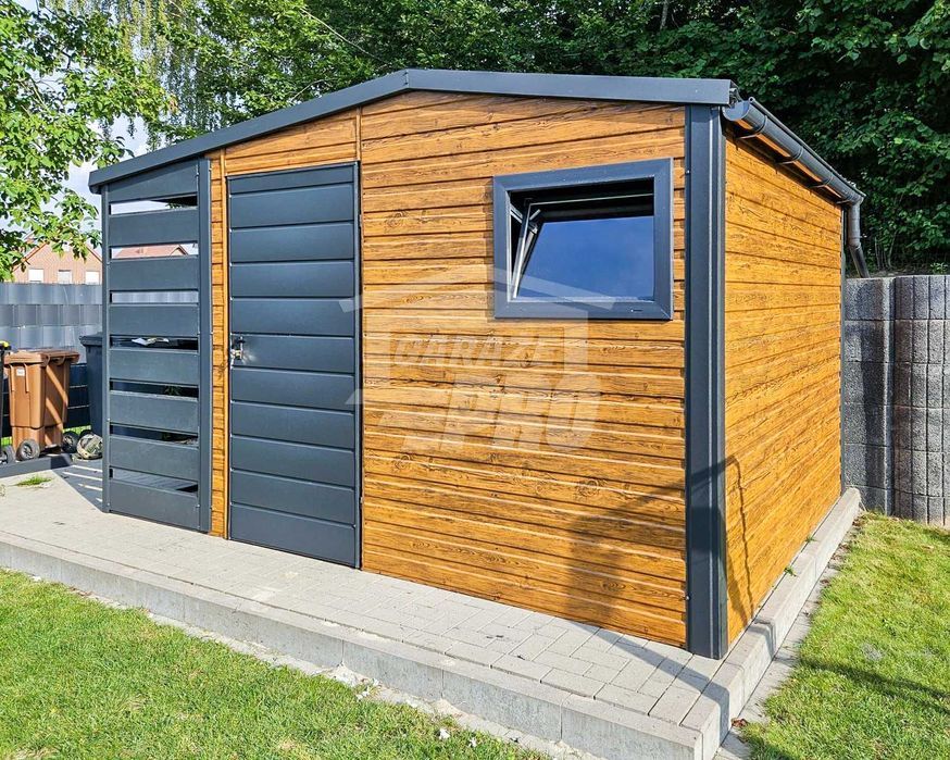 Schowek domek ogrodowy 3x2,5m wiata 1m drzwi okno rynny dwuspad GP427