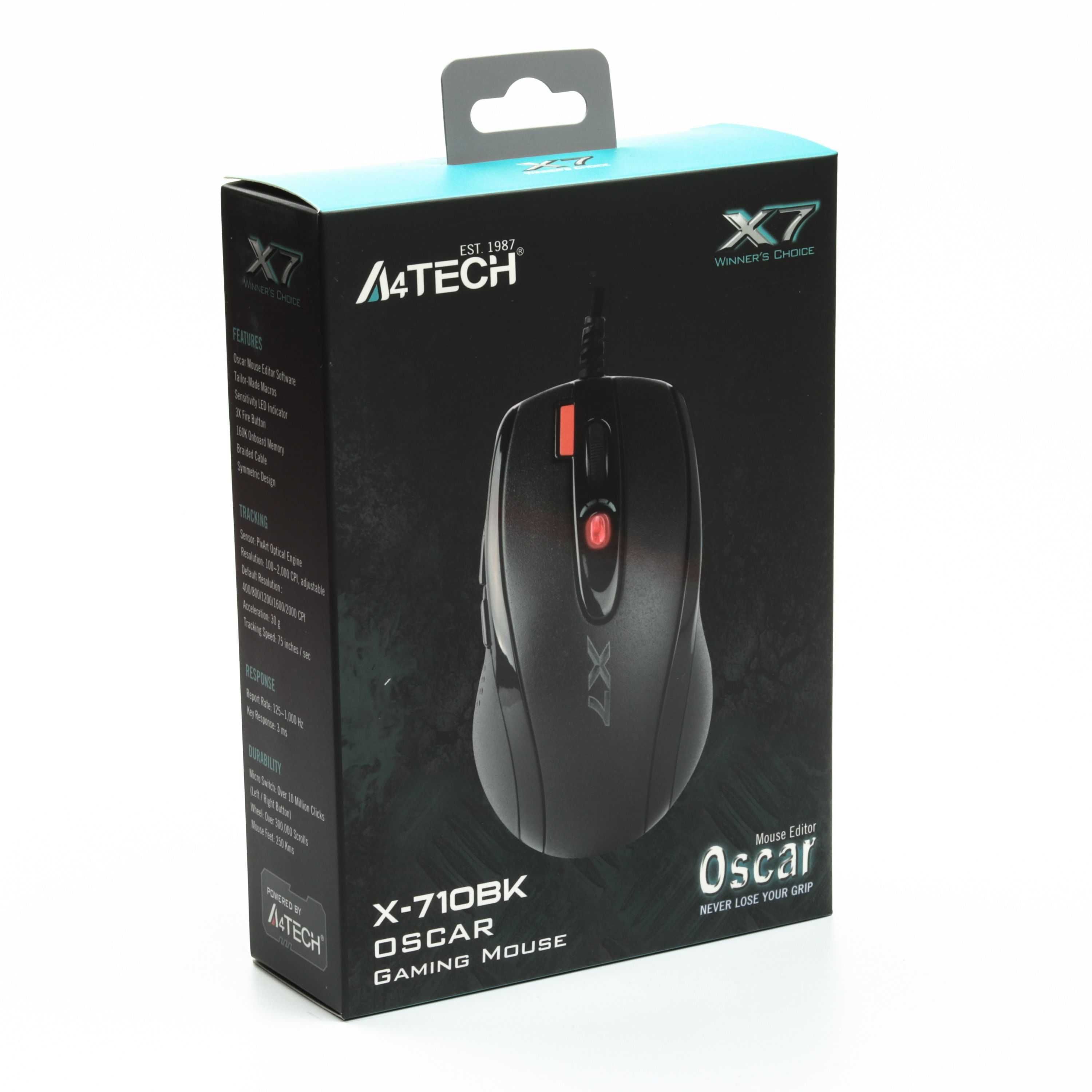 Новая Игровая мышь A4 Tech Gaming X-710BK USB 2000 dpi Black Oscar