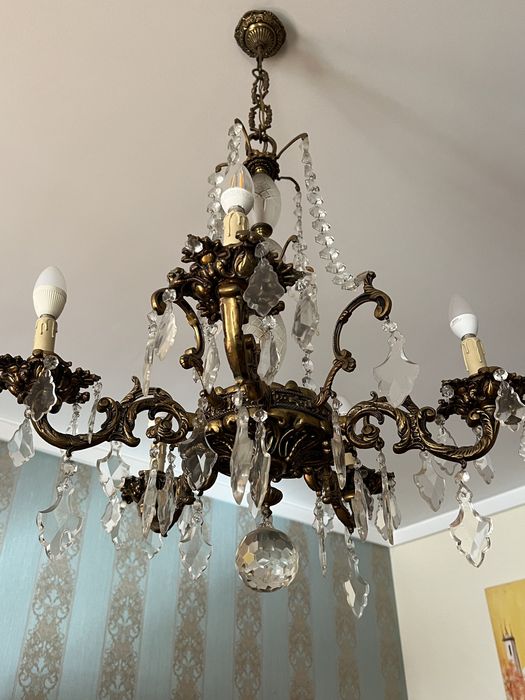 Candeeiro tecto em bronze muito bom estado impecavel 5 lumes