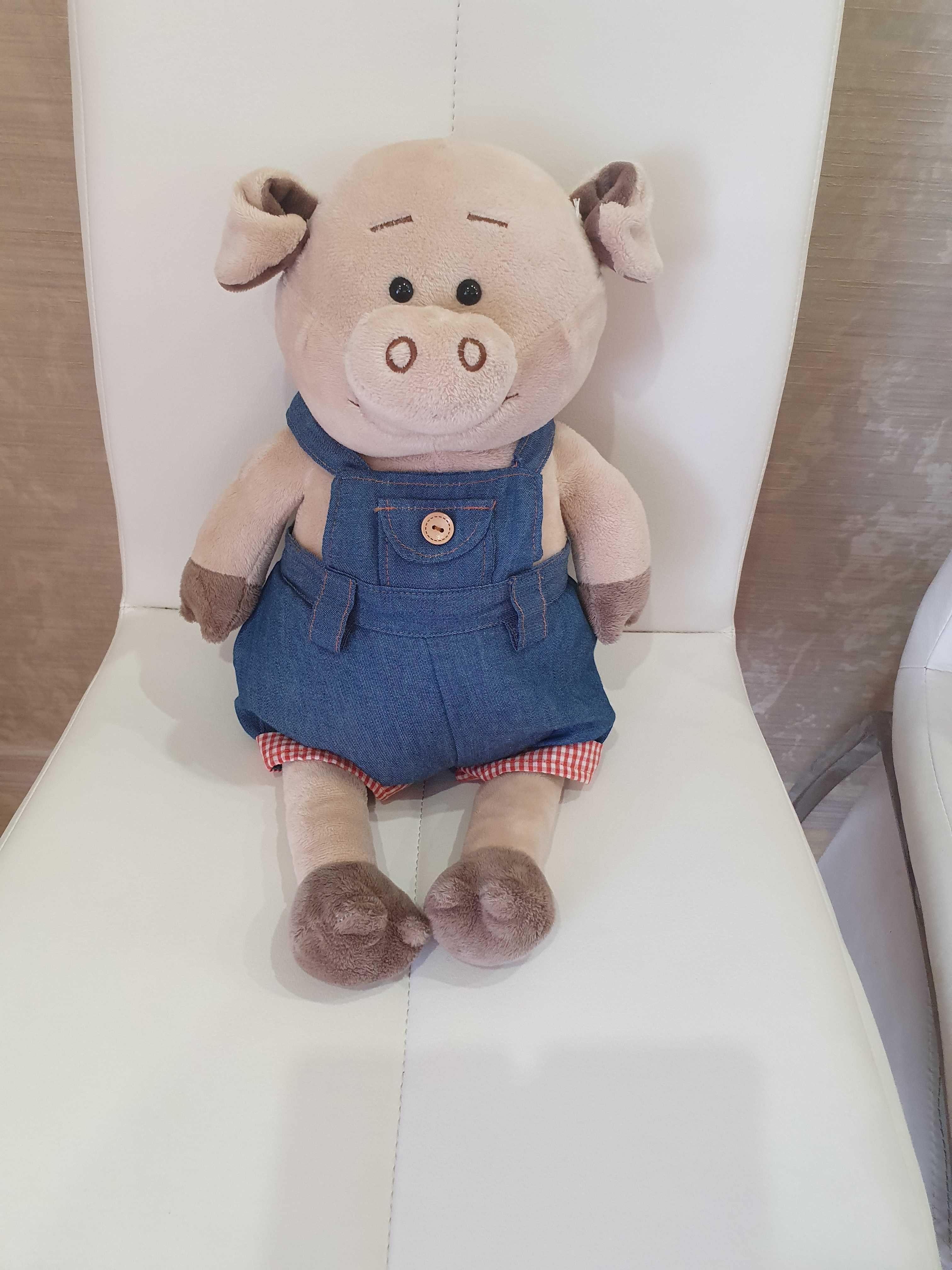 Свинка в джинсовом комбинезоне "Same Toy", 45cm