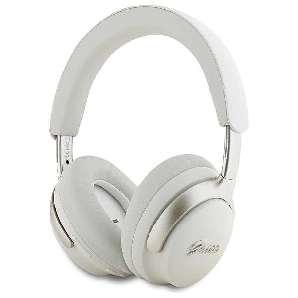 Słuchawki nauszne Bluetooth Guess Metal Script Logo ANC - beżowe