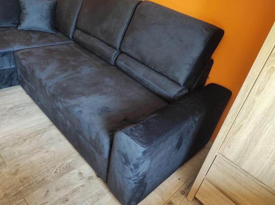 Narożnik sofa kanapa rogówka z funkcją spania, rozkładane zagłówki