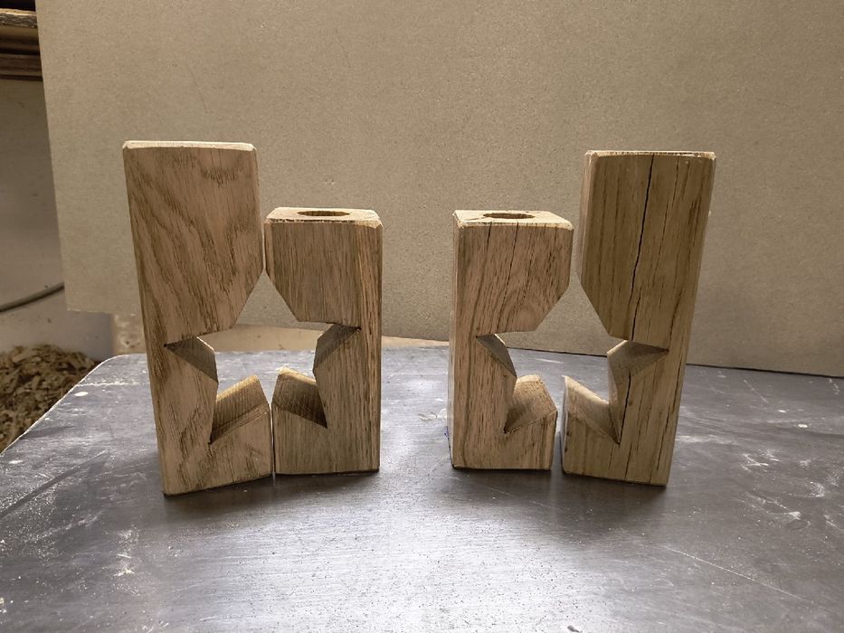 Świeczniki bożonarodzeniowe drewniane dębowe