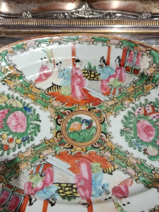 Travessa Porcelana da China Mandarim Séc XIX 28,5 cm
