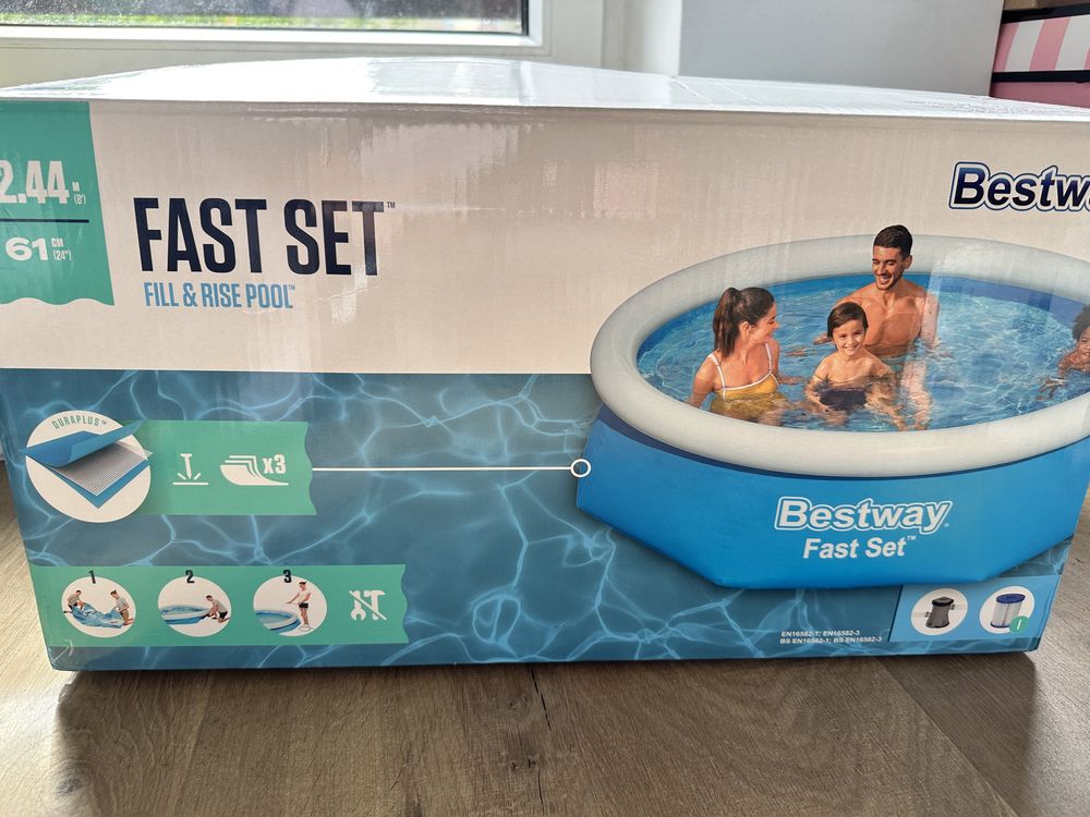 Nowy basen ogrodowy Bestway Fast Set fill & rise pół