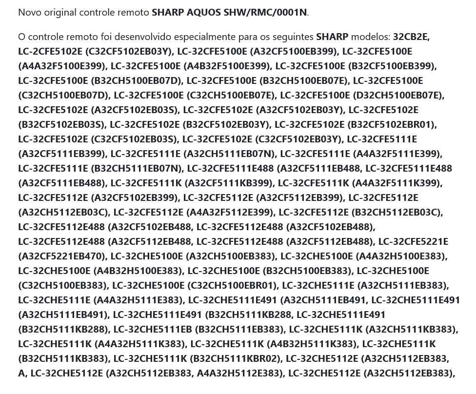 *NOVO* Controle remoto SHARP TV Smart - Comando tv