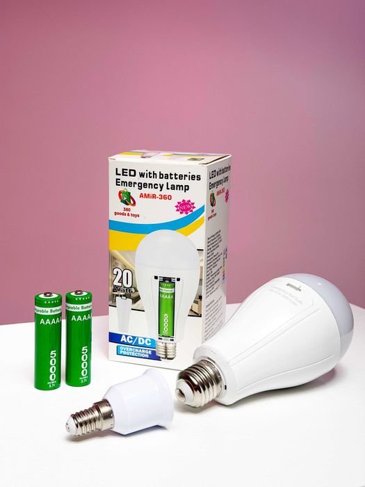 Акумуляторна LED-лампа AMIR-360 20 Вт - Автономне світло E27/E14