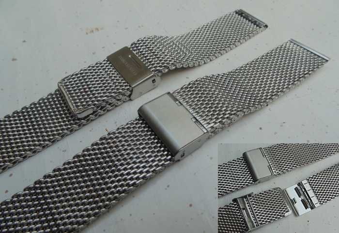 Bransoleta do zegarka mesh 18mm 22mm milano srebrna siatkowa