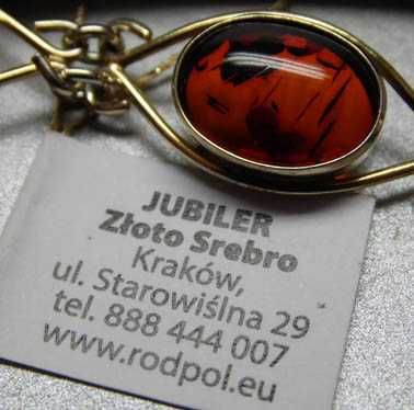 Bransoletka Fischland bursztyny srebro złocone 18,5 cm.