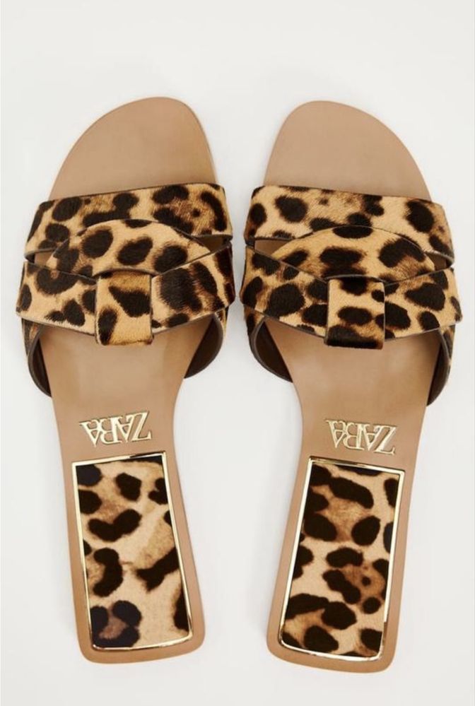 Леопардові шльопки Zara 36