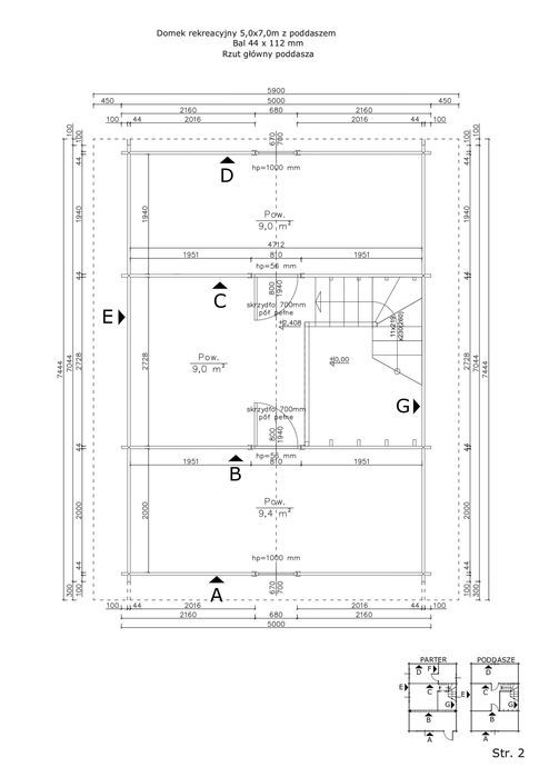DOMEK ELA 5x7m BAL 44mm PODDASZE 58m2 Powierzchni Producent ZGŁOSZENIE