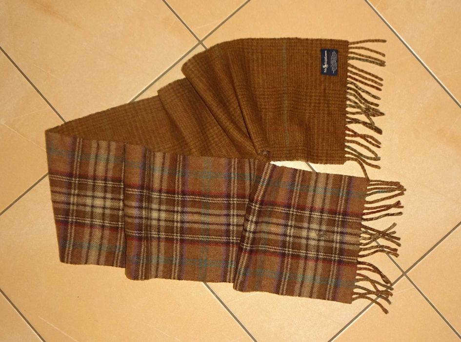 RALPH LAUREN Polo Italy 80% Lambswool brązowy ciepły wełniany szalik