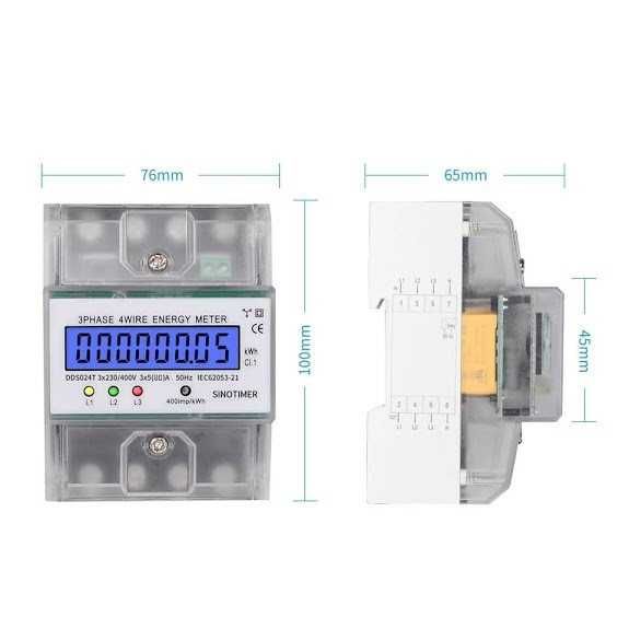 Счетчик электроэнергии трехфазный DDS024T на дин рейку 5(80)А 3X230V