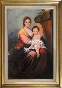 Obraz olejny Święty obraz Matka Boska Z Dzięciątkiem  T.Mrowiński