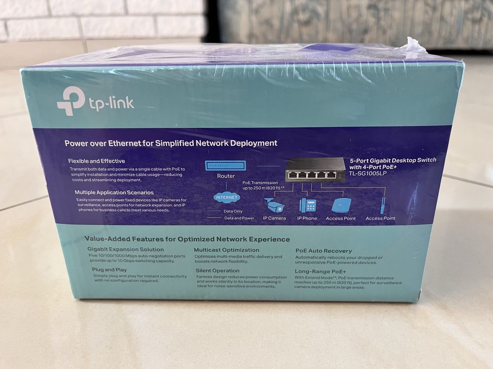 100% оригінальний повністю новий PoE-комутатор TP-Link TL-SG1005LP