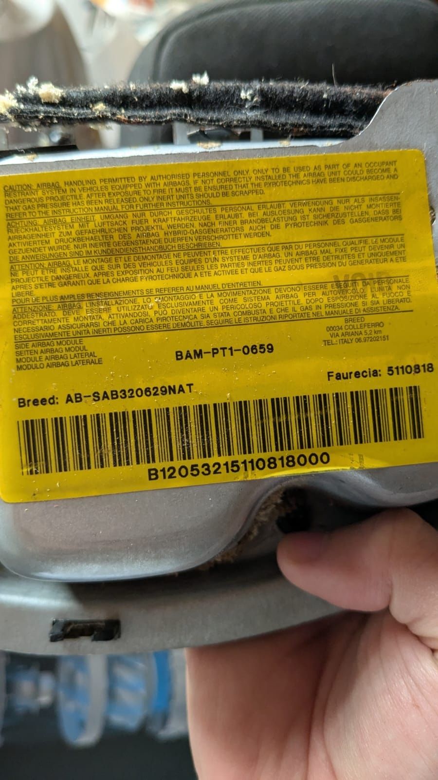 Airbag Banco esquerdo Peugeot 307 de 2000 a 2012
PEUGEOT 307 , de 2000