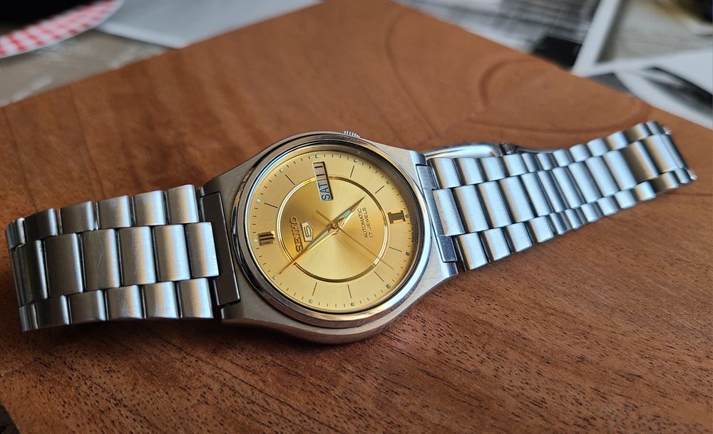 Винтажные наручные часы SEIKO 5, полностью рабочие, Dial - позолота!