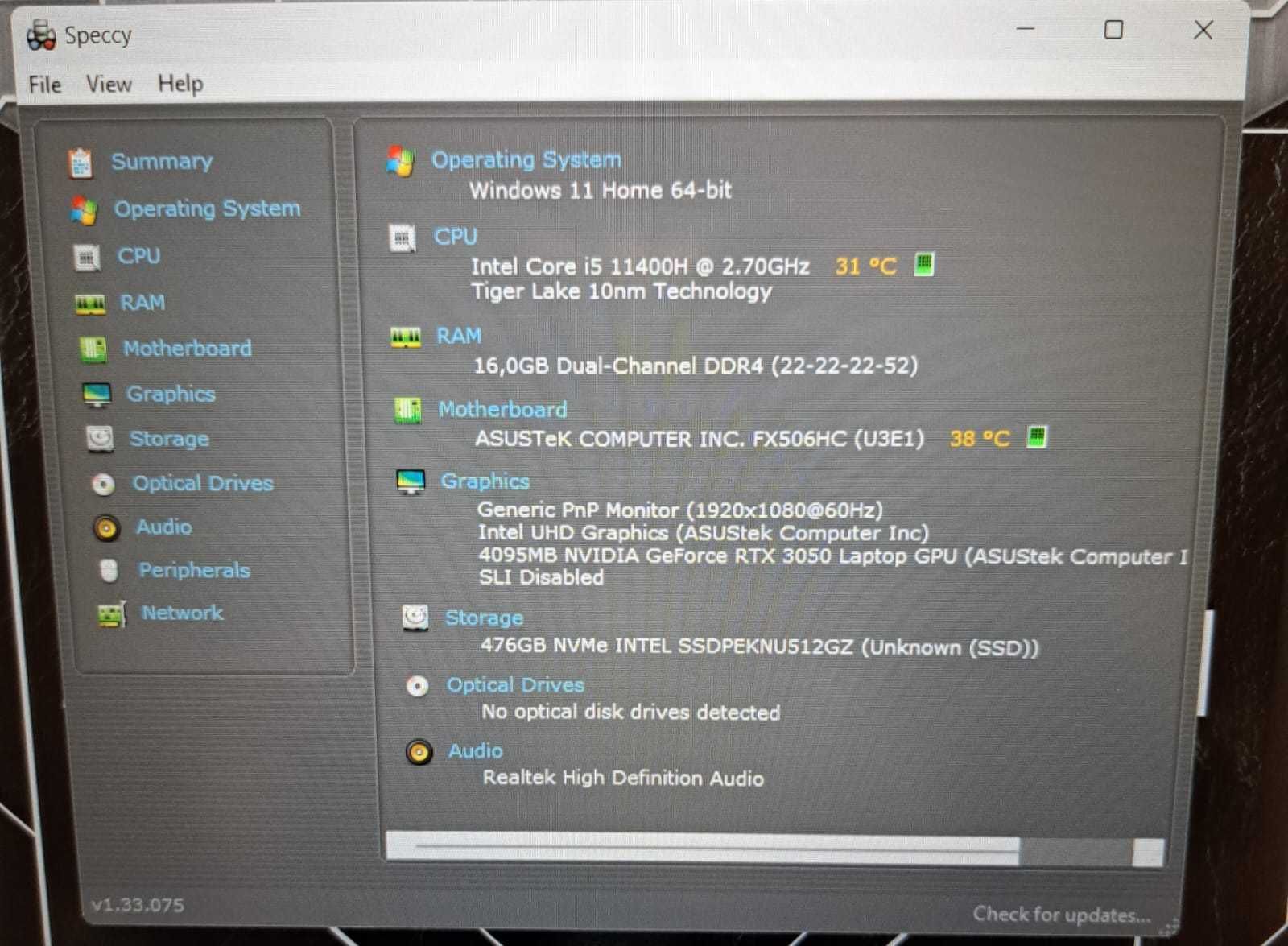 Laptop Asus TUF Gaming F15 15,6 " Intel Core i5 16 GB / 512 GB czarny